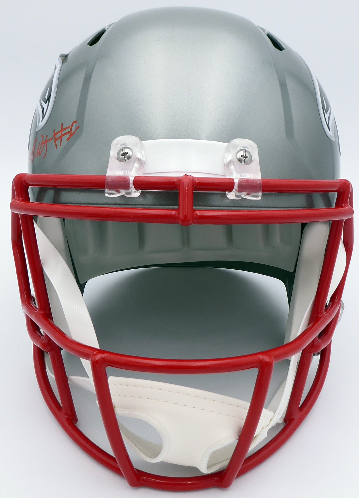 Kyle Pitts Autographed Atlanta Falcons Flash Silver Full Size Replica Speed Helmet (Decal Bubble) Beckett BAS QR #WL43913