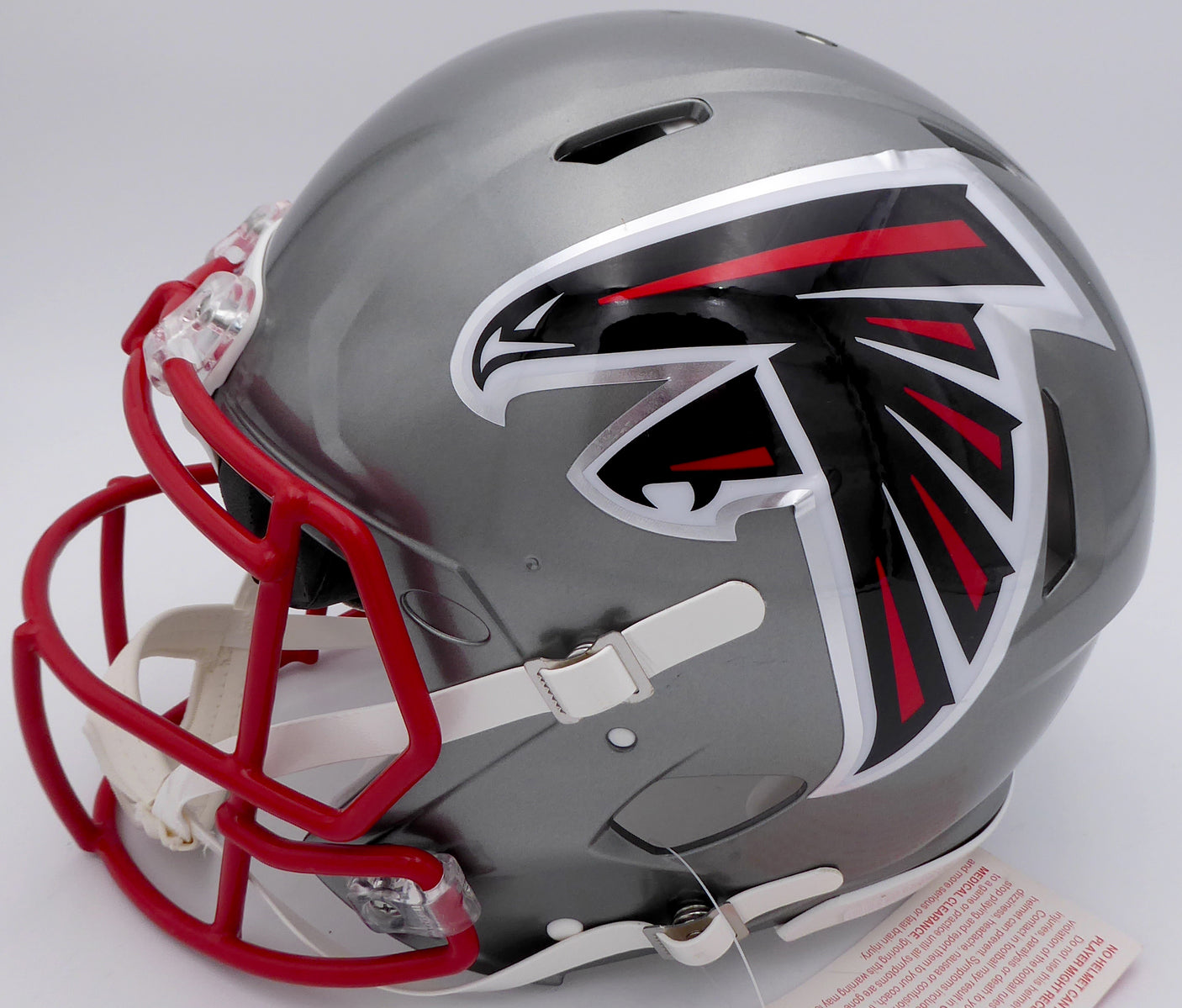 Kyle Pitts Autographed Atlanta Falcons Flash Silver Full Size Authentic Speed Helmet "Dirty Bird" (Smudge) Beckett BAS QR #WL25812
