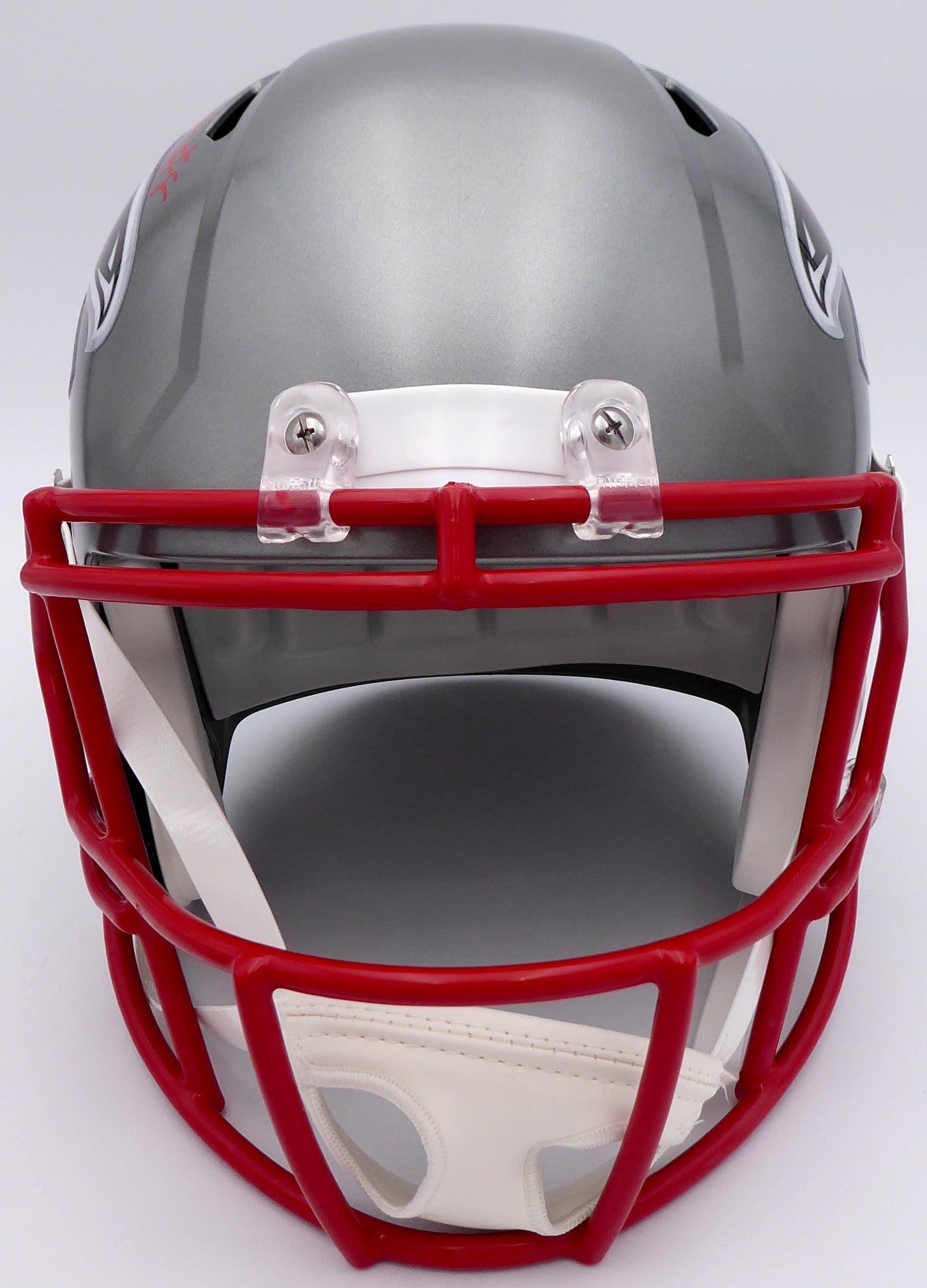 Kyle Pitts Autographed Atlanta Falcons Flash Silver Full Size Replica Speed Helmet Beckett BAS QR #WL43906