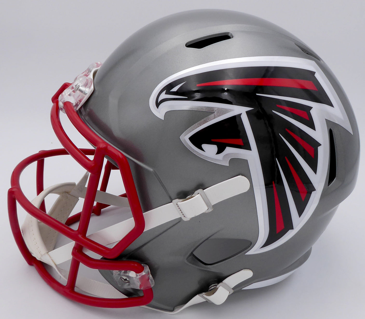 Kyle Pitts Autographed Atlanta Falcons Flash Silver Full Size Replica Speed Helmet Beckett BAS QR #WL43906