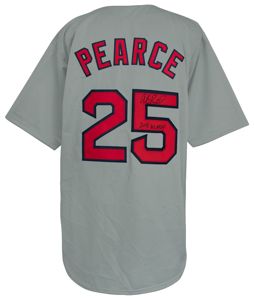 Steve Pearce Signed Grey Custom Baseball Jersey w/2018 WS MVP