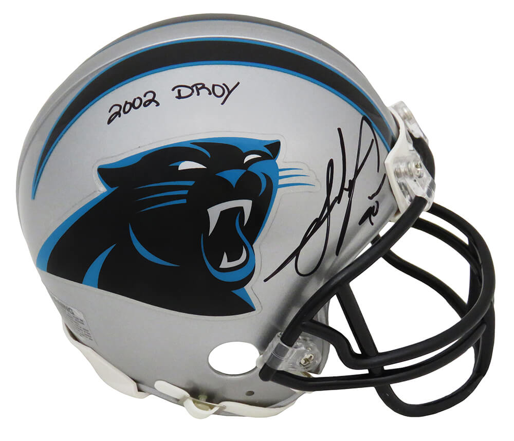 Julius Peppers Signed Carolina Panthers Riddell Mini Helmet w/2002 DROY (JSA)