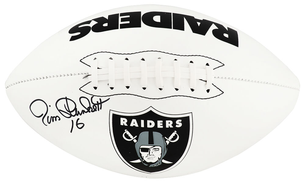 Jim Plunkett Signed Raiders Franklin White Logo Full Size Football