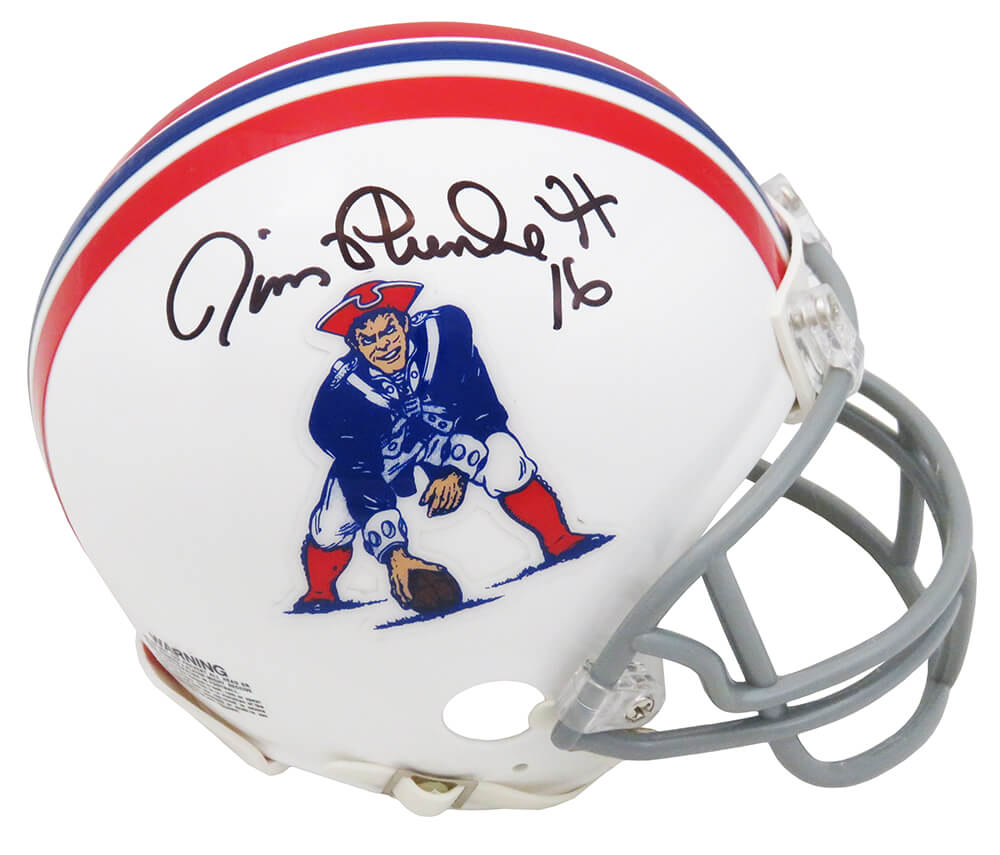 Jim Plunkett Signed New England Patriots Throwback Riddell Mini Helmet