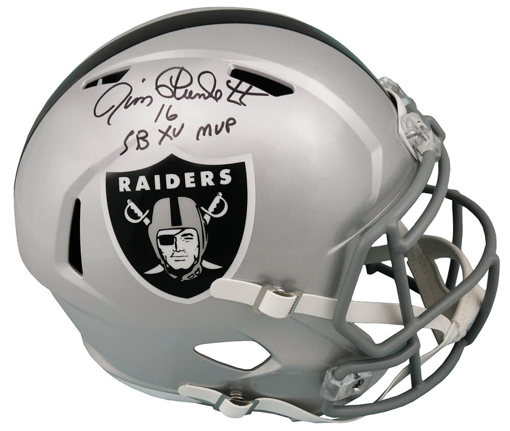 Jim Plunkett Signed Raiders Riddell Full Size Speed Replica Helmet w/SB XV MVP