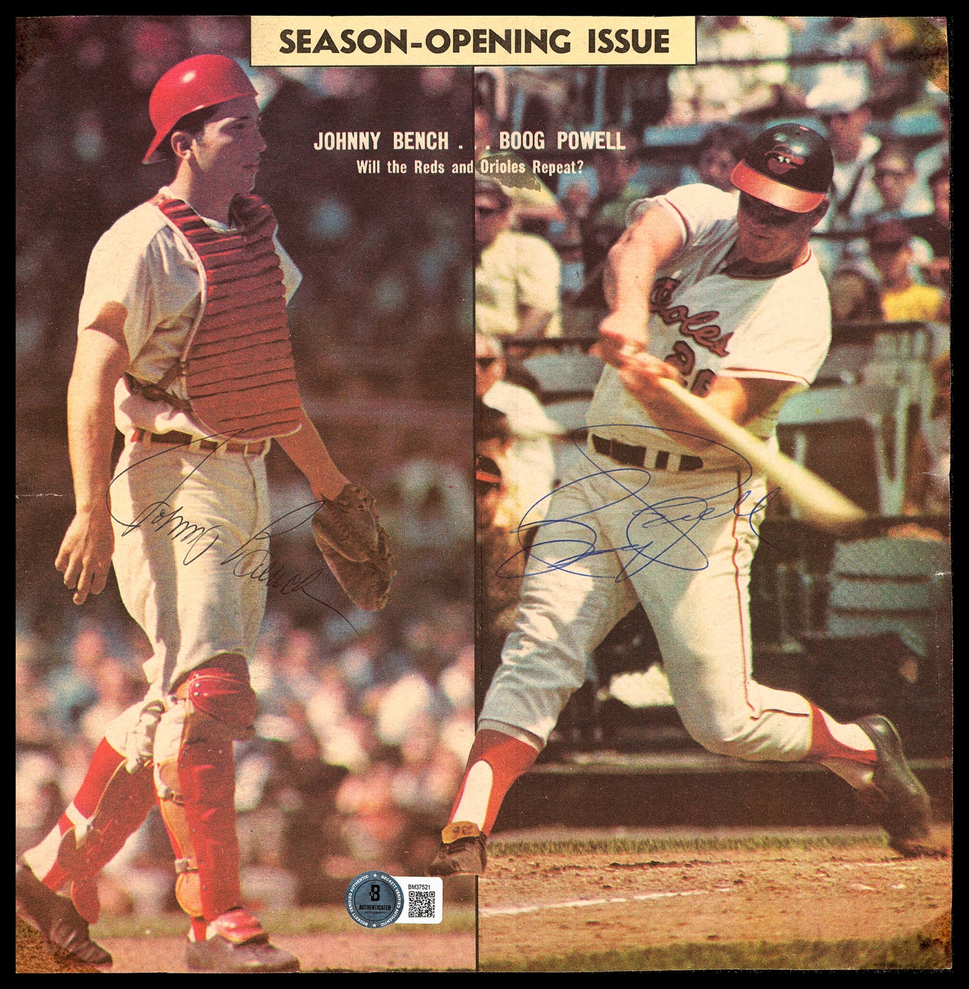 Johnny Bench & Boog Powell Autographed 10x10 Magazine Page Photo Beckett BAS QR #BM37521