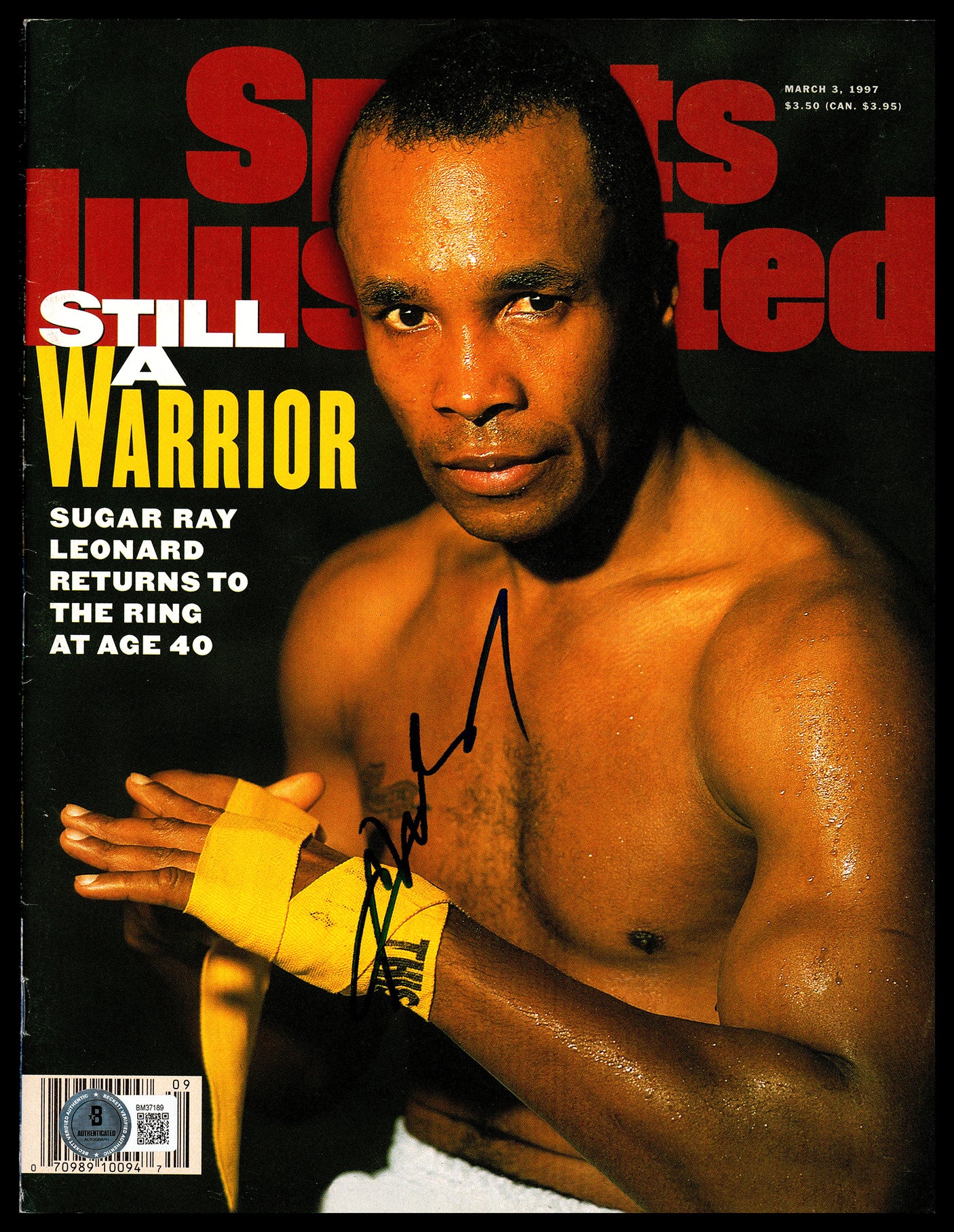 Sugar Ray Leonard Autographed Sports Illustrated Magazine Beckett BAS QR #BM37189
