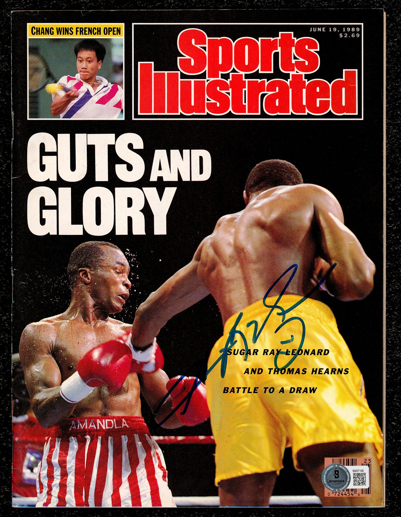 Sugar Ray Leonard Autographed Sports Illustrated Magazine Beckett BAS QR #BM37190