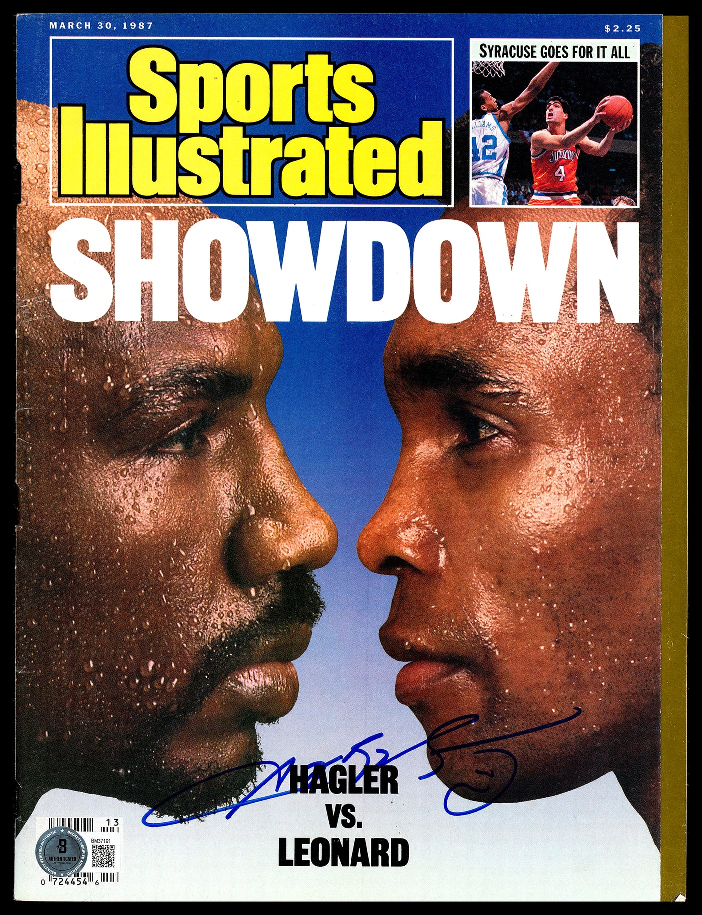 Sugar Ray Leonard Autographed Sports Illustrated Magazine Beckett BAS QR #BM37191