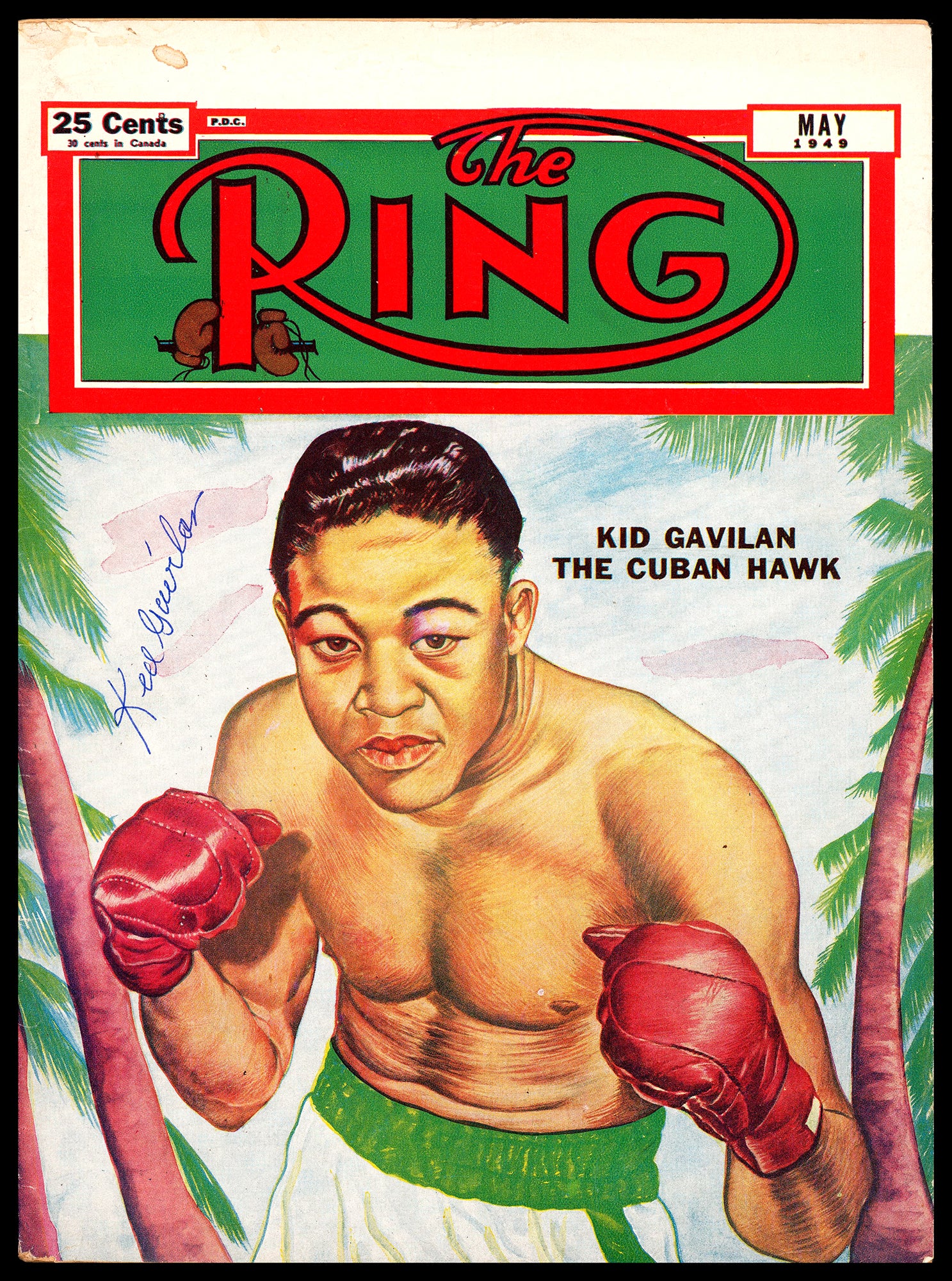 Kid Gavilan Autographed Ring Magazine Beckett BAS QR #BP55250