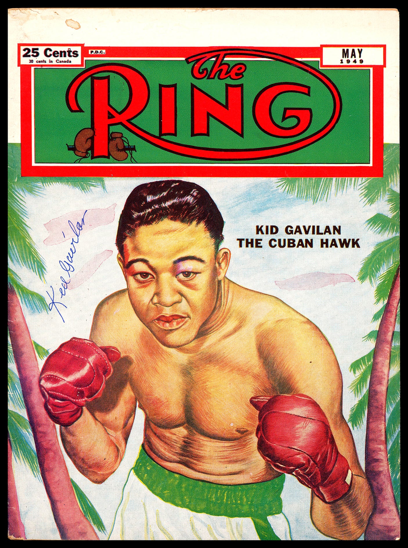 Kid Gavilan Autographed Ring Magazine Beckett BAS QR #BP55250