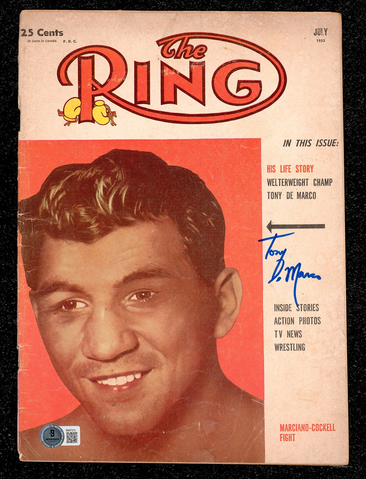 Tony De Marco Autographed Ring Magazine Beckett BAS QR #BM37213