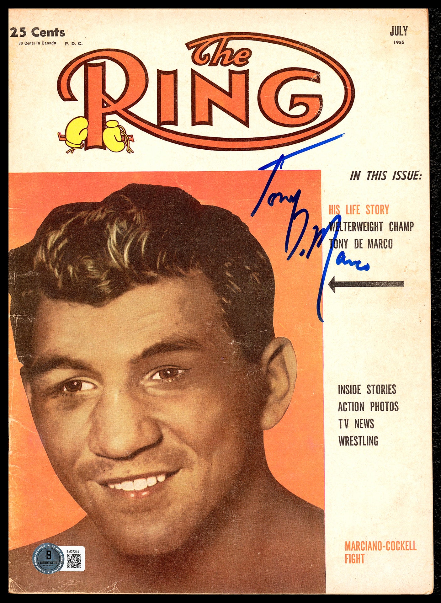 Tony De Marco Autographed Ring Magazine Beckett BAS QR #BM37214