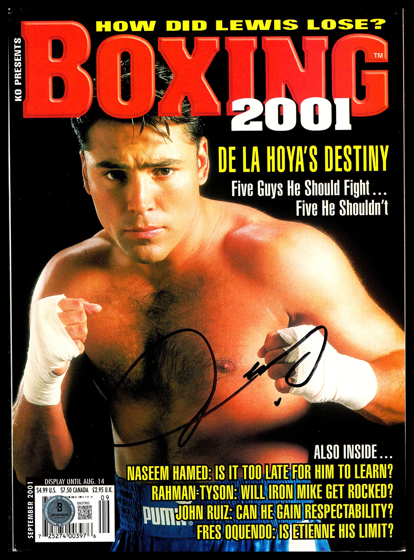 Oscar De La Hoya Autographed Magazine Beckett BAS QR #BM37863