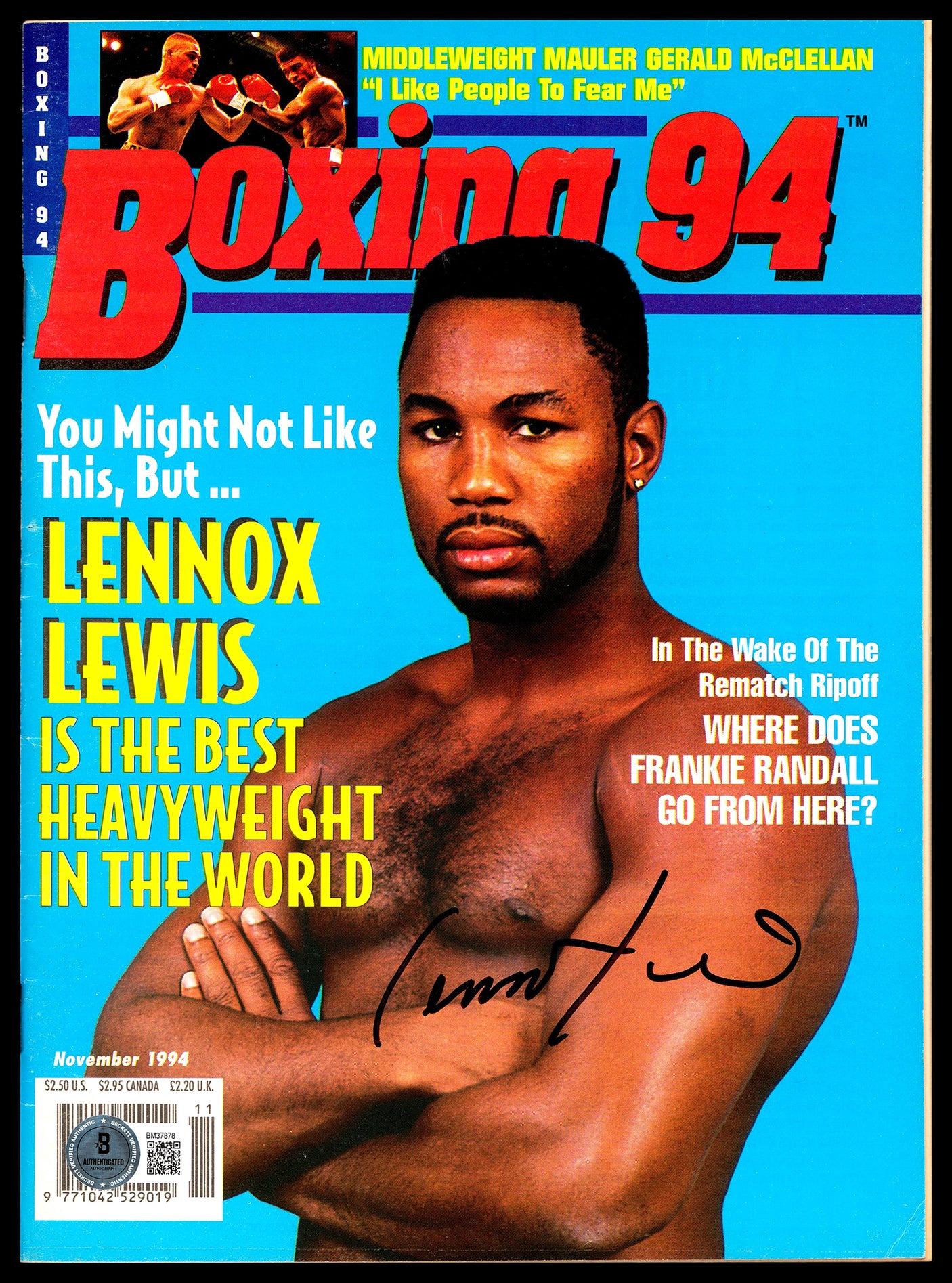 Lennox Lewis Autographed Magazine Beckett BAS QR #BM37878