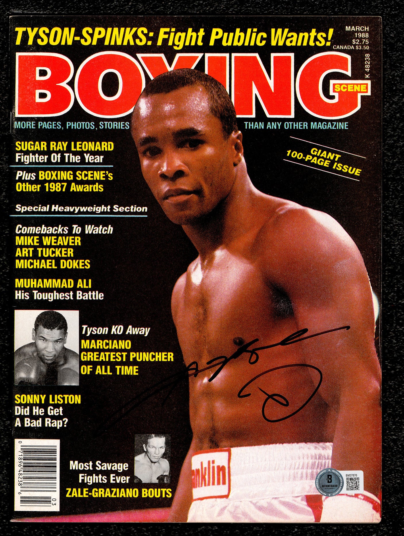 Sugar Ray Leonard Autographed Magazine Beckett BAS QR #BM37876
