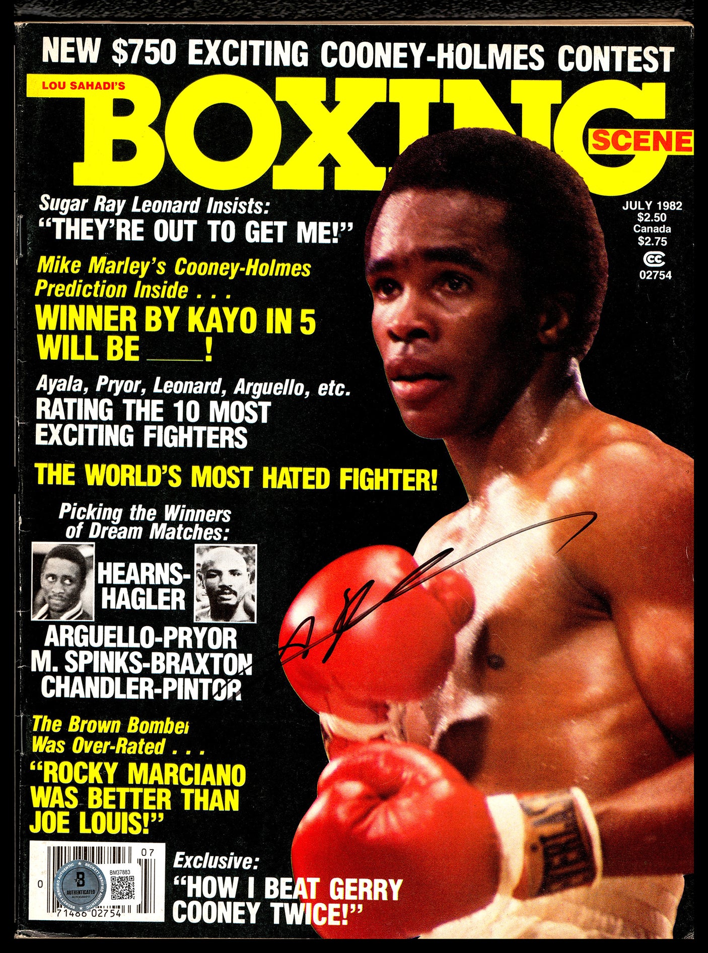 Sugar Ray Leonard Autographed Magazine Beckett BAS QR #BM37883
