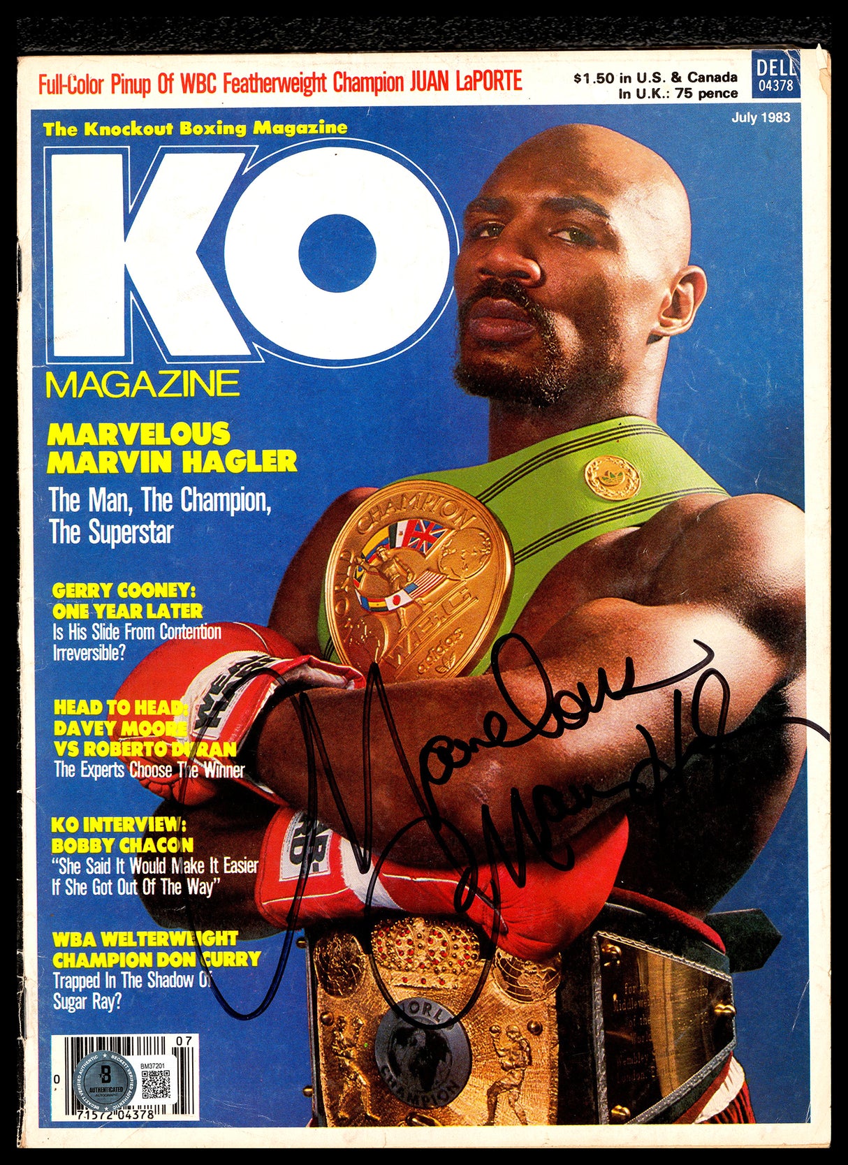 Marvelous Marvin Hagler Autographed Magazine Beckett BAS QR #BM37201