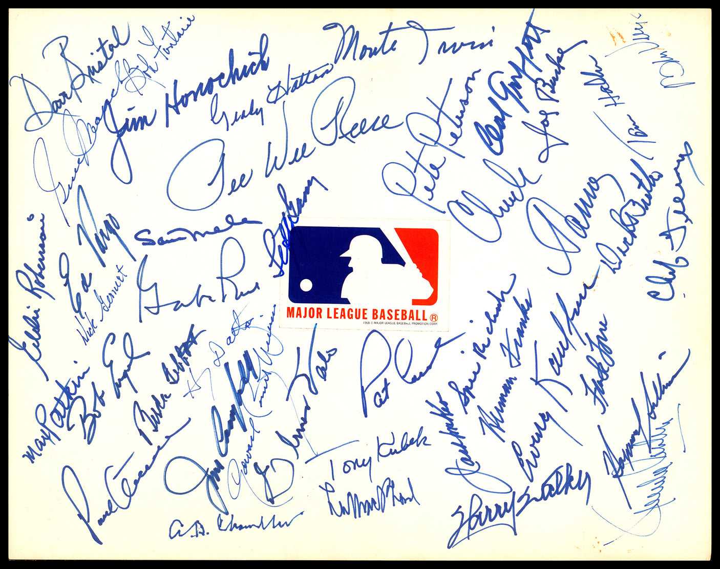 Pee Wee Reese & Bill Veeck Autographed 11x14 Poster With 38 Others SKU #235921