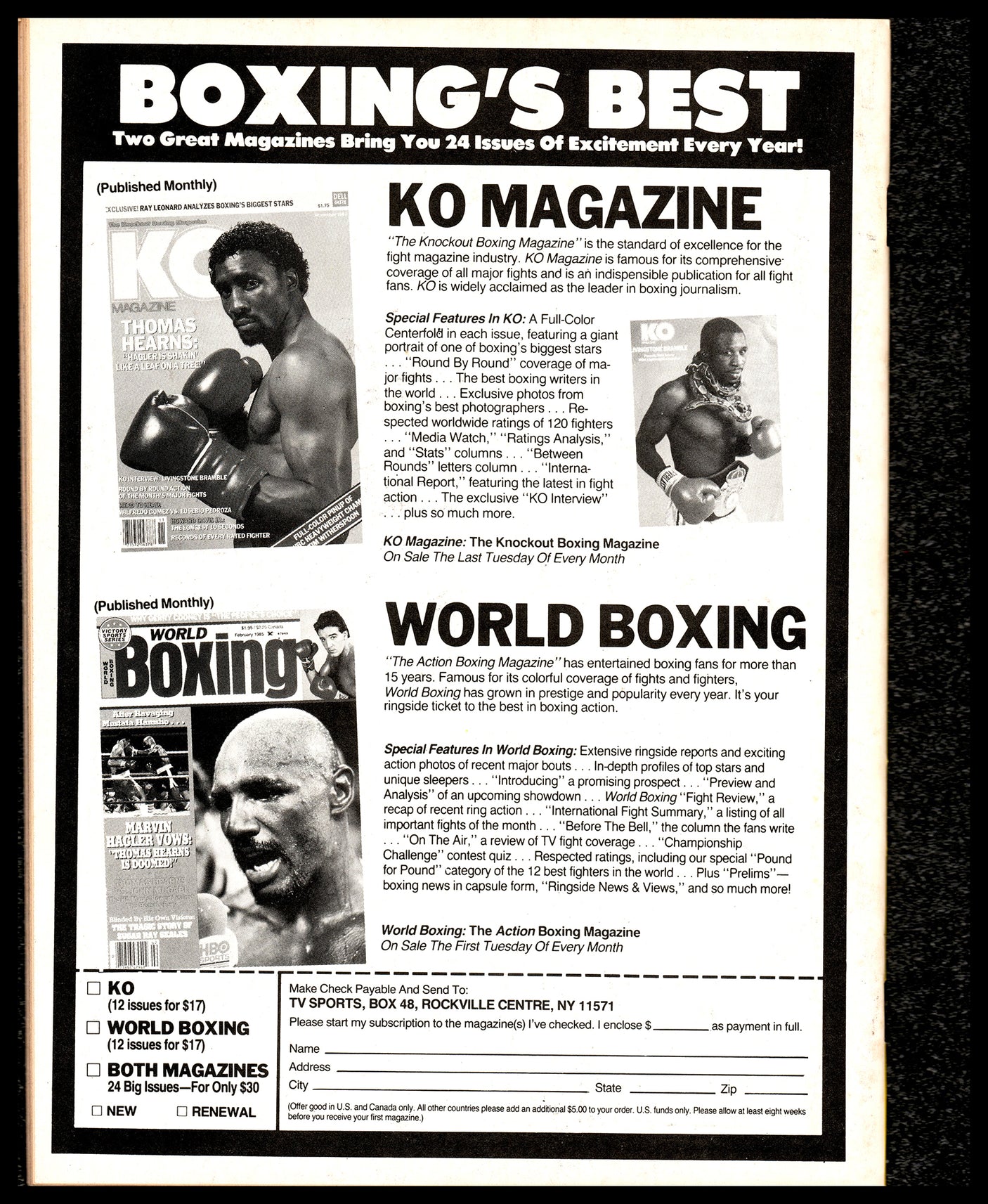 Thomas Hit Man Hearns Autographed Magazine Beckett BAS QR #BM37858