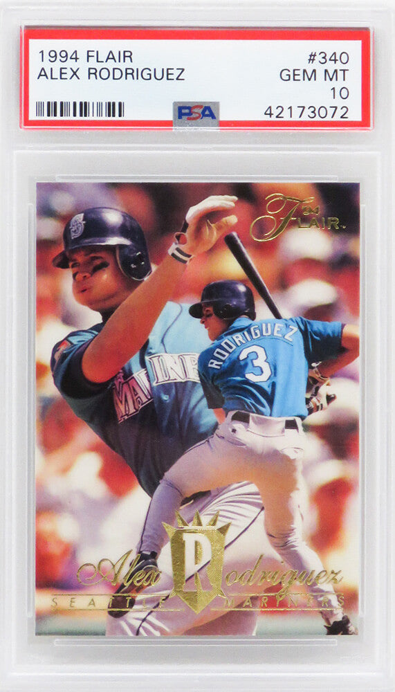Alex Rodriguez (Seattle Mariners) 1994 Flair Baseball #340 RC Rookie Card - PSA 10 GEM MINT (New Label)