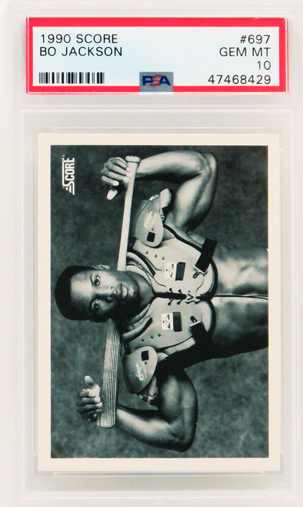 Bo Jackson 1990 Score Baseball #697 B&W Bat On Shoulder Pads Card - PSA 10 GEM MINT