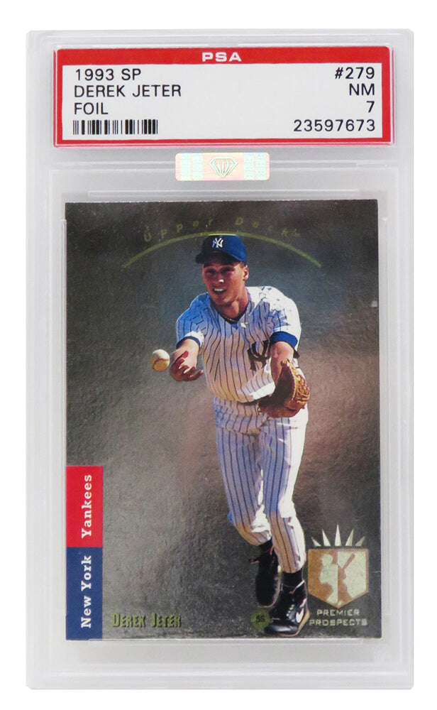 Derek Jeter (New York Yankees) 1993 SP Foil Baseball RC Rookie Card #279 (PSA 7 NM)(MBA Silver Certified) (G)