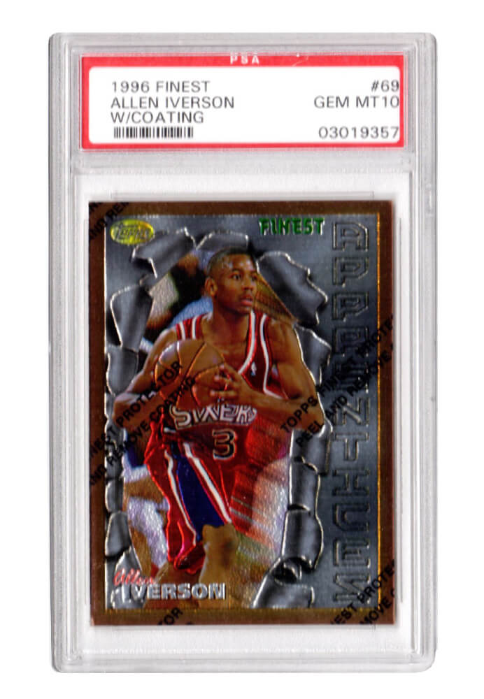 Allen Iverson (Philadelphia 76ers) 1996 Topps Finest Basketball #69 RC Rookie Card - PSA 10 GEM MINT