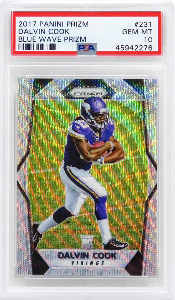 Dalvin Cook (Minnesota Vikings) 2017 Panini Prizm Football #231 Blue Wave Prizm RC Card (#67/149) - PSA 10 GEM MINT