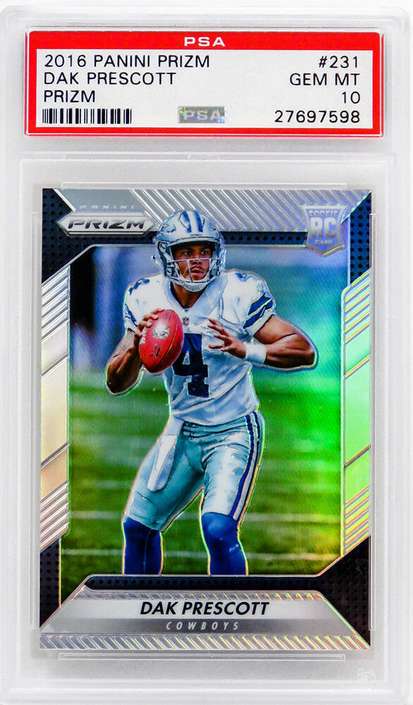 Dak Prescott (Dallas Cowboys) 2016 Panini Prizm Football #231 Prizm RC Rookie Card - PSA 10 GEM MINT
