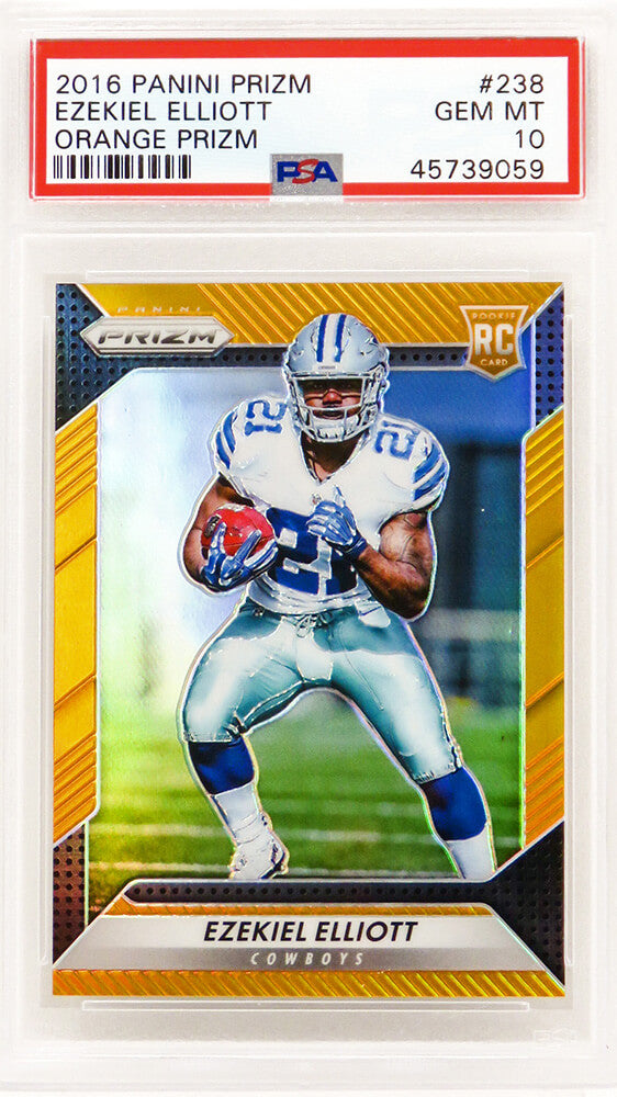 Ezekiel Elliott (Dallas Cowboys) 2016 Panini Prizm Football #238 Orange Prizm RC Rookie Card - PSA 10 GEM MINT