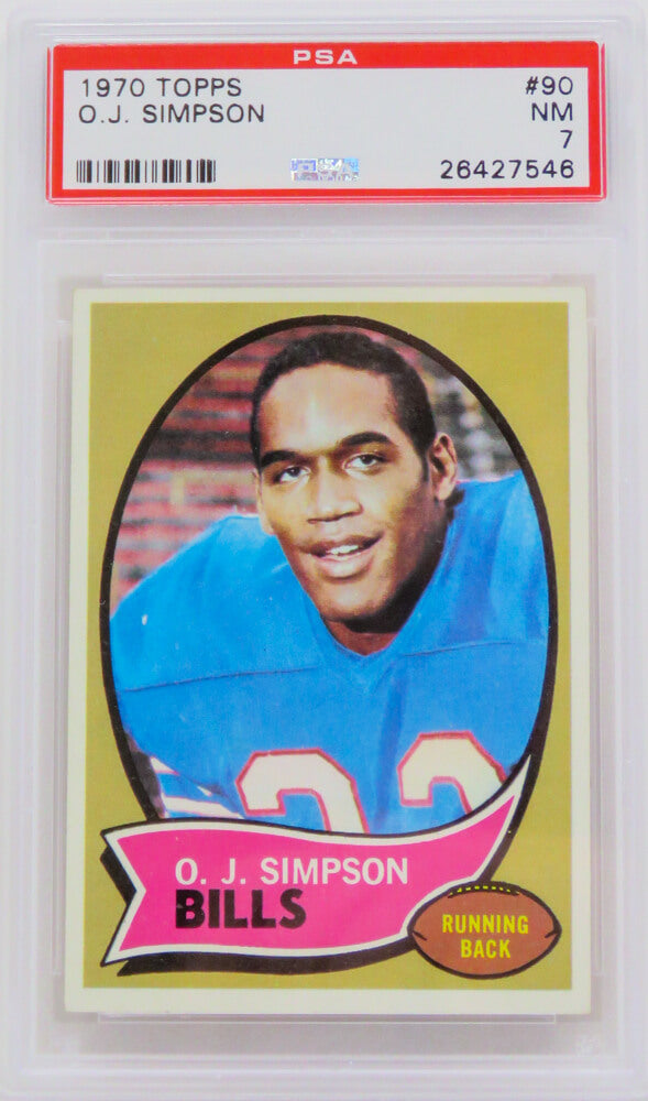 O.J. Simpson (Buffalo Bills) 1970 Topps Football #90 RC Rookie Card - PSA 7 NM (Silver Label) (G)