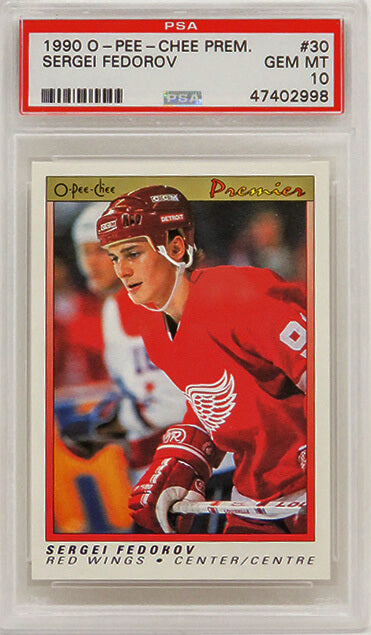 Sergei Fedorov (Detroit Red Wings) 1990 O-Pee-Chee Premier Hockey #30 RC Rookie Card - PSA 10 GEM MINT