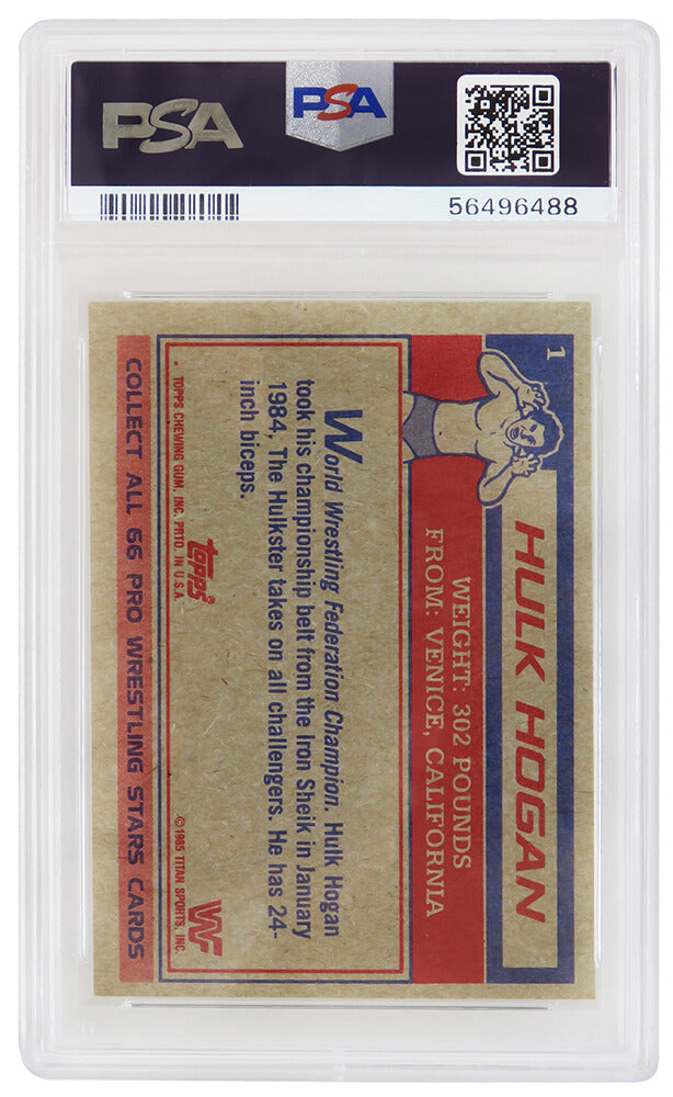 Hulk Hogan 1985 Topps WWF Pro Wrestling Stars (Yellow Background) Rookie Card #1 - PSA 8 NM-MT (B)