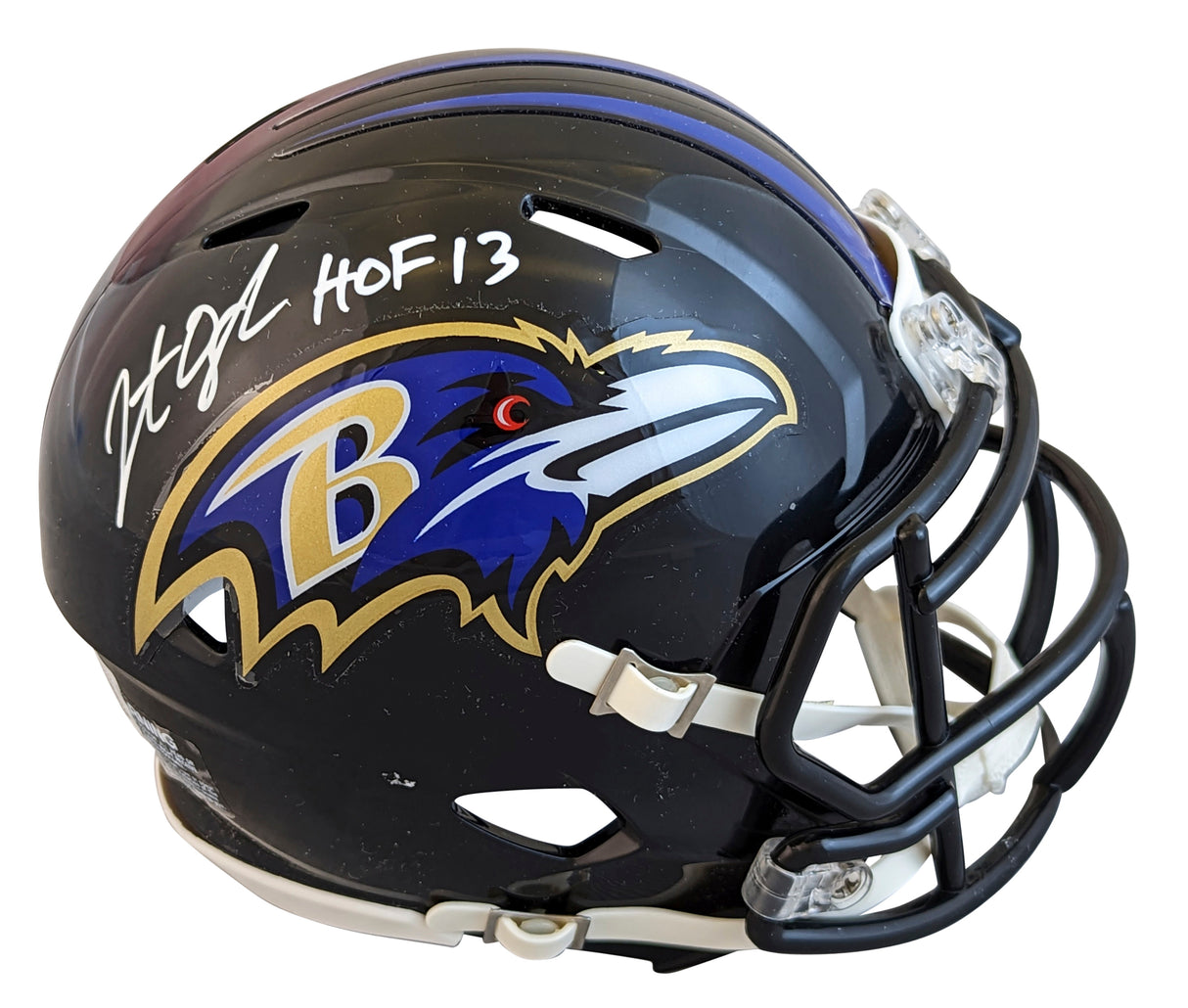 Ravens Jonathan Ogden "HOF 13" Signed Speed Mini Helmet W/ Case BAS Witnessed