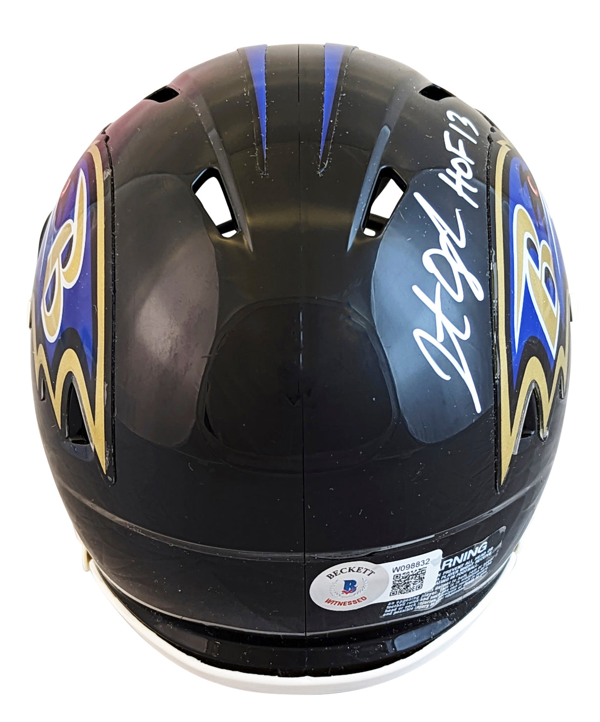 Ravens Jonathan Ogden "HOF 13" Signed Speed Mini Helmet W/ Case BAS Witnessed