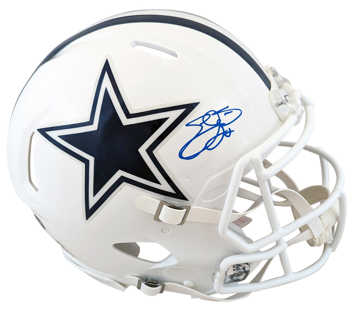 Emmitt Smith Autographed Dallas Cowboys White 2022 Alternate Speed Authentic Helmet Beckett Witnessed