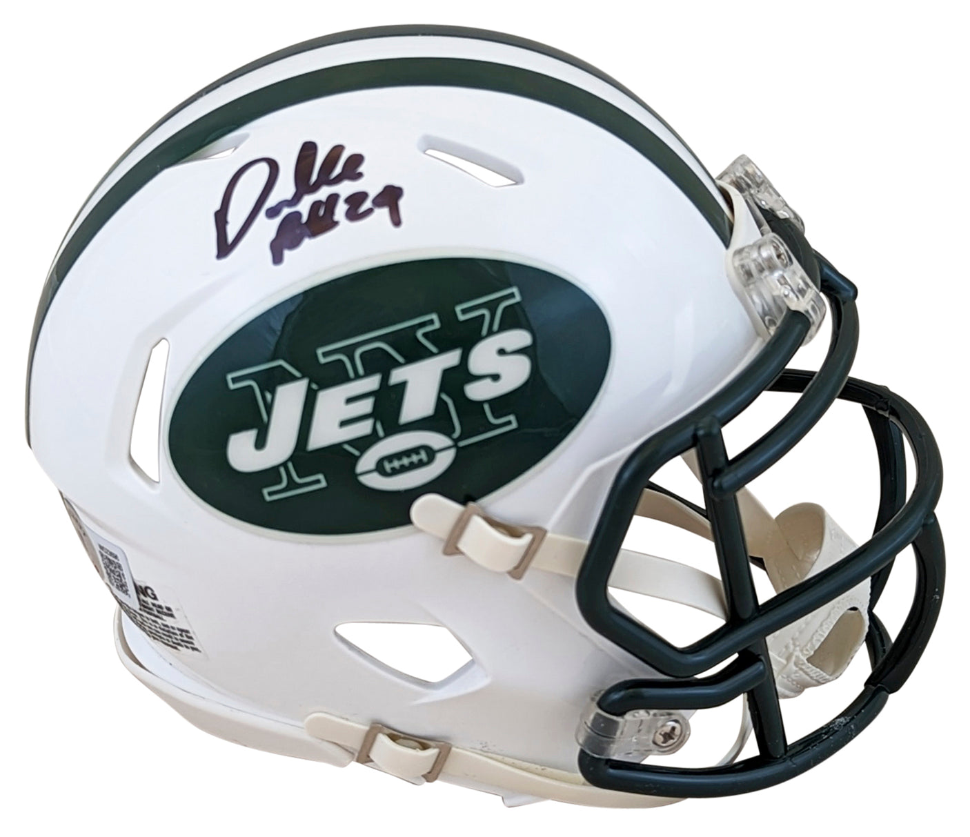 Jets Darrelle Revis Authentic Signed 98-18 TB Speed Mini Helmet BAS Witnessed