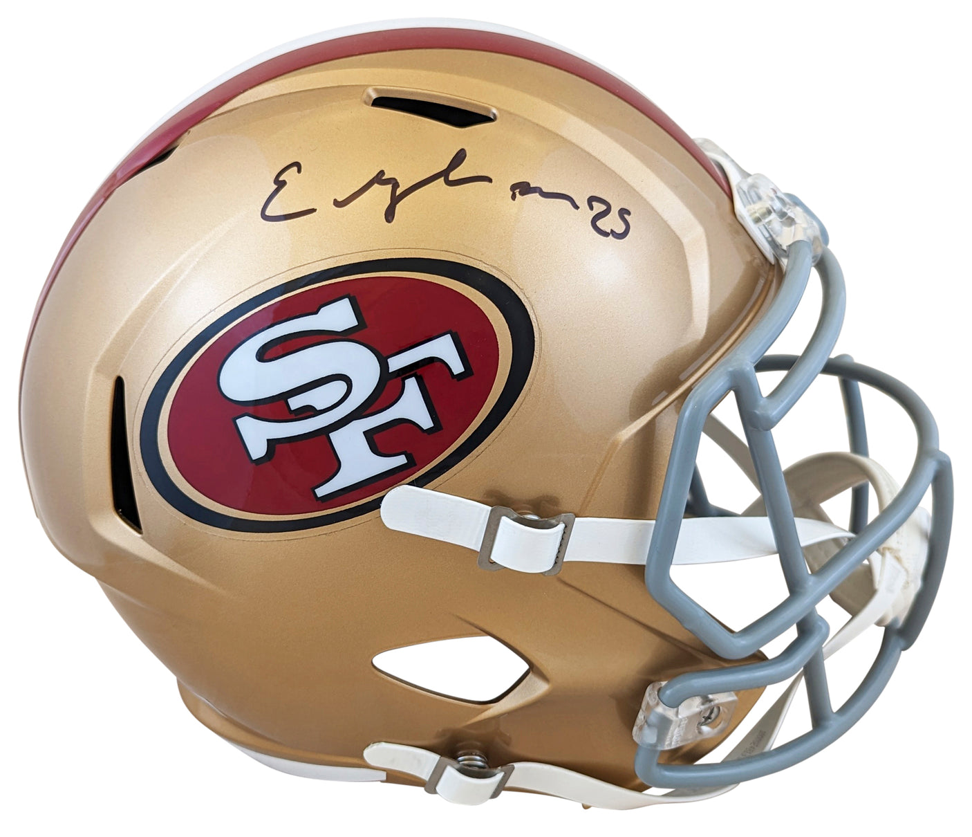 49ers Elijah Mitchell Authentic Signed Full Size Speed Rep Helmet BAS Witnessed
