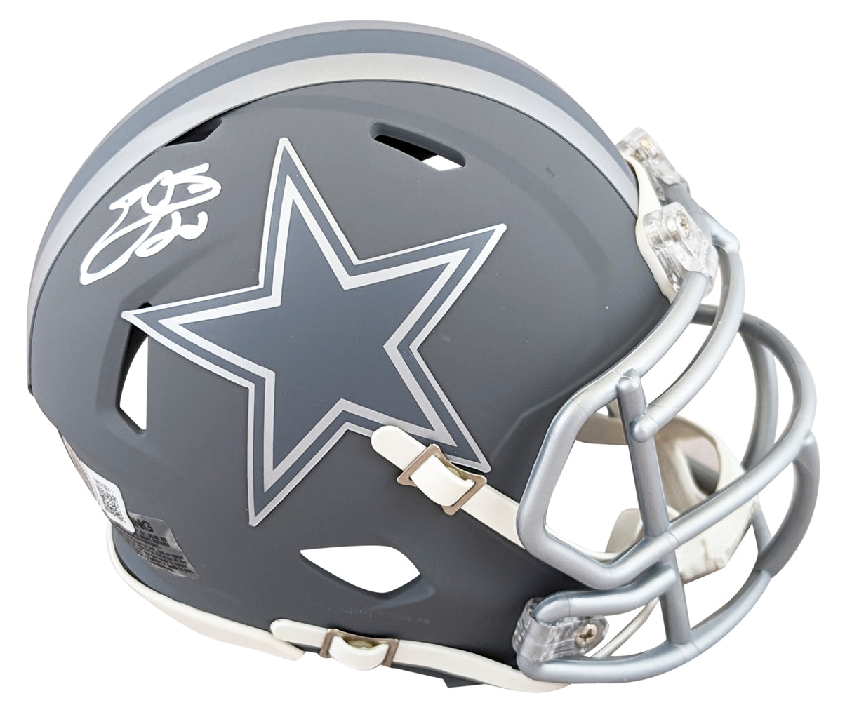 Cowboys Emmitt Smith Signed Slate Speed Mini Helmet W/ Case BAS Witnessed