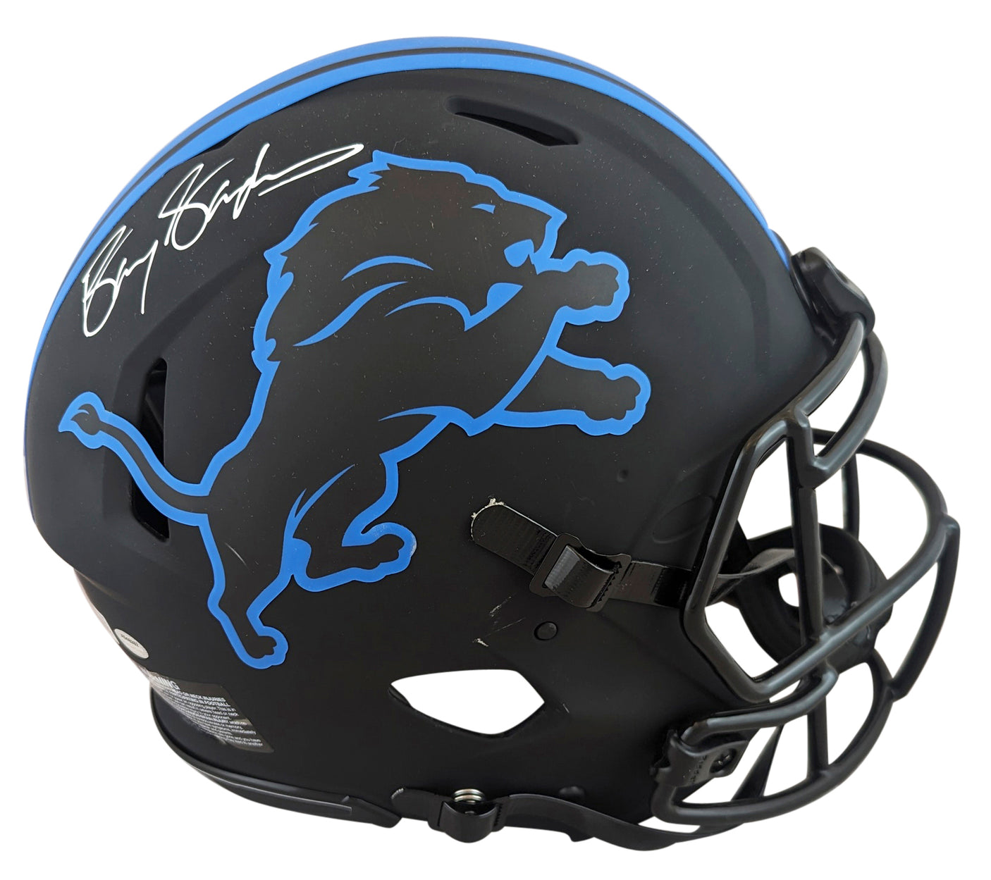 Lions Barry Sanders Signed Eclipse F/S Speed Proline Helmet W/ Case BAS Witness