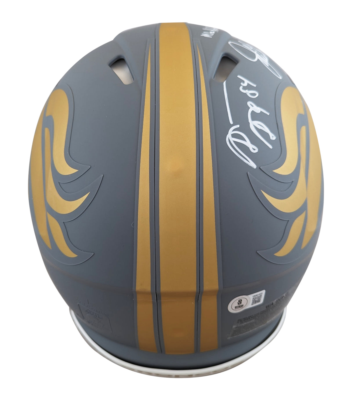 Broncos (4) Elway, Sharpe, Smith +1 Signed Slate F/S Speed Proline Helmet BAS W