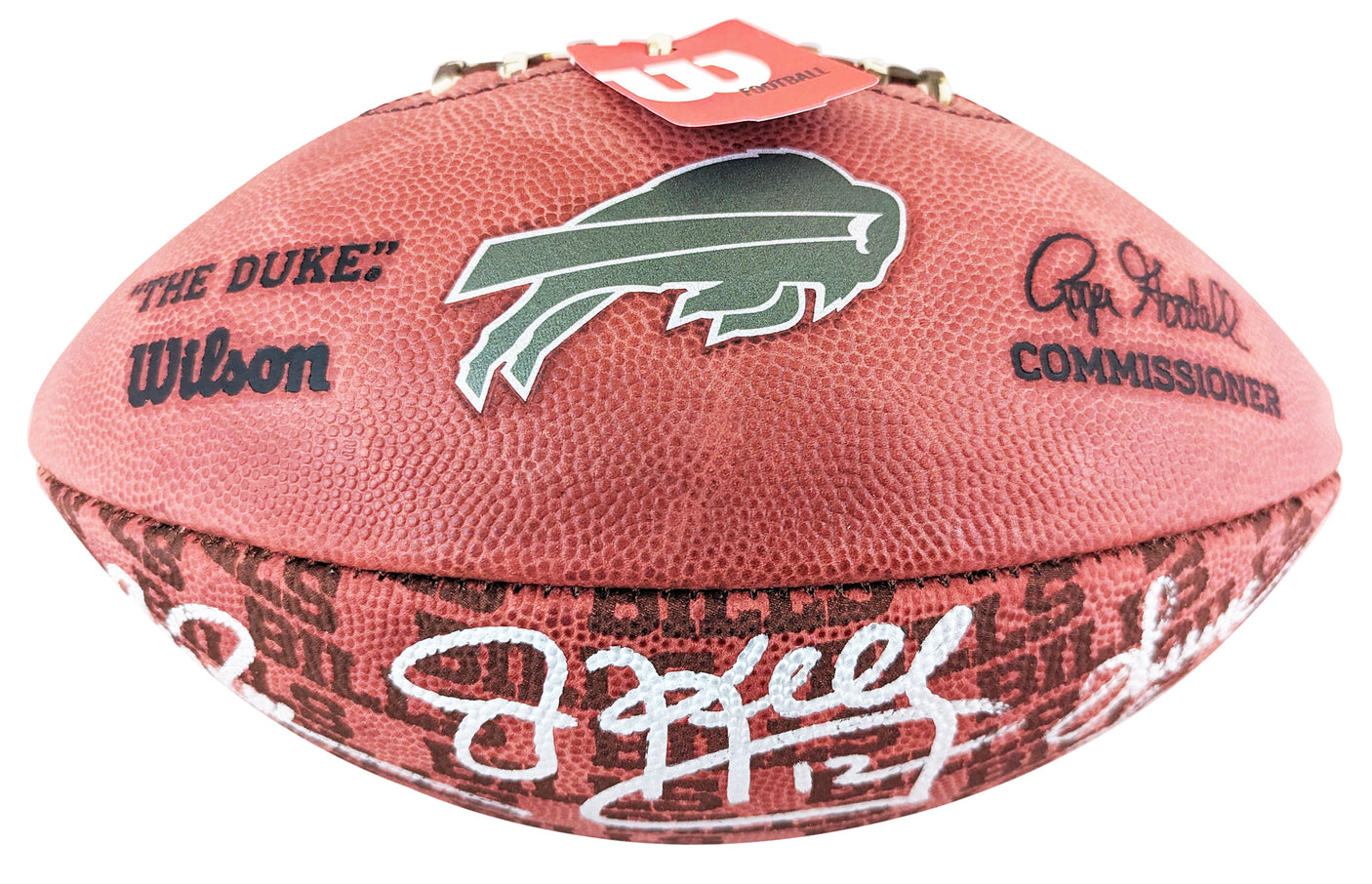 Bills (3) Reed, Kelly, & Thomas Signed "Duke" Showcase Football W/ Case BAS Wit