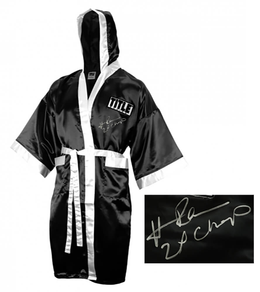 Hasim Rahman Signed Title Black & White Boxing Robe w/2x Champ