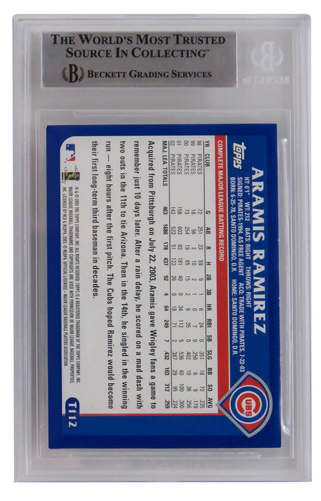 Aramis Ramirez Signed Chicago Cubs 2003 Topps Traded Baseball Card #T112 - (Beckett Encapsulated)