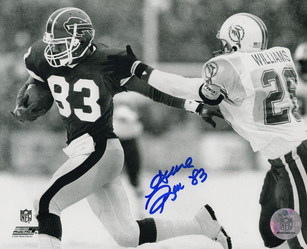 Andre Reed Signed Buffalo Bills B&W Action vs. Dolphins 8x10 Photo