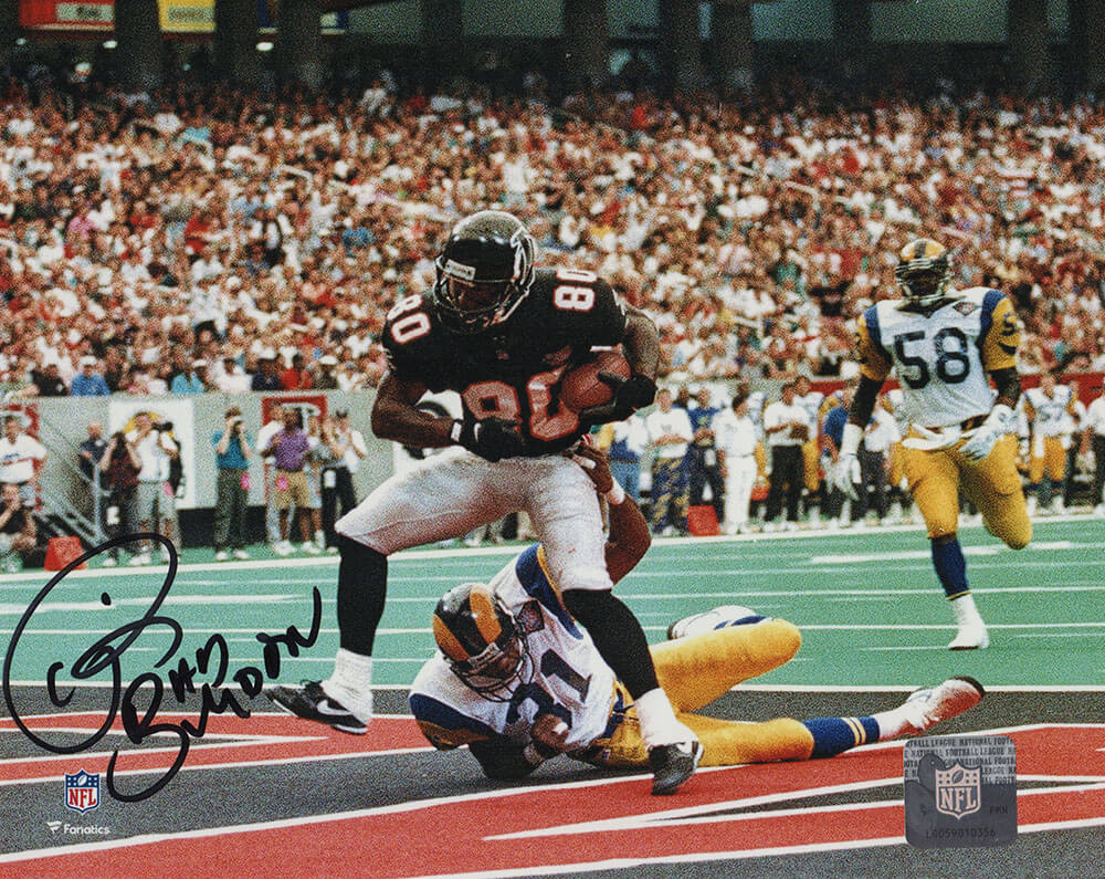 Andre Rison Signed Falcons TD Catch 8x10 Photo w/Bad Moon