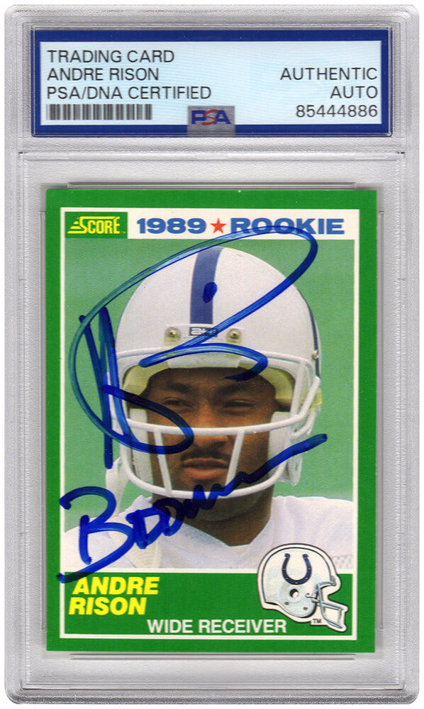 Andre Rison Signed Colts 1989 Score Rookie Football Trading Card #272 w/Bad Moon - (PSA Encapsulated)