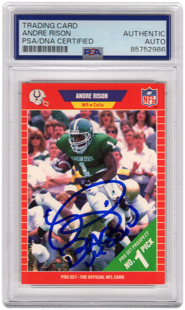 Andre Rison Signed 1989 Pro Set Rookie Football Trading Card #497 w/Bad Moon - (PSA Encapsulated)