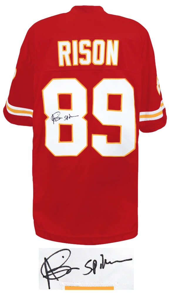 Andre Rison Signed Red Custom Jersey w/Spiderman (Signed Middle of #8)